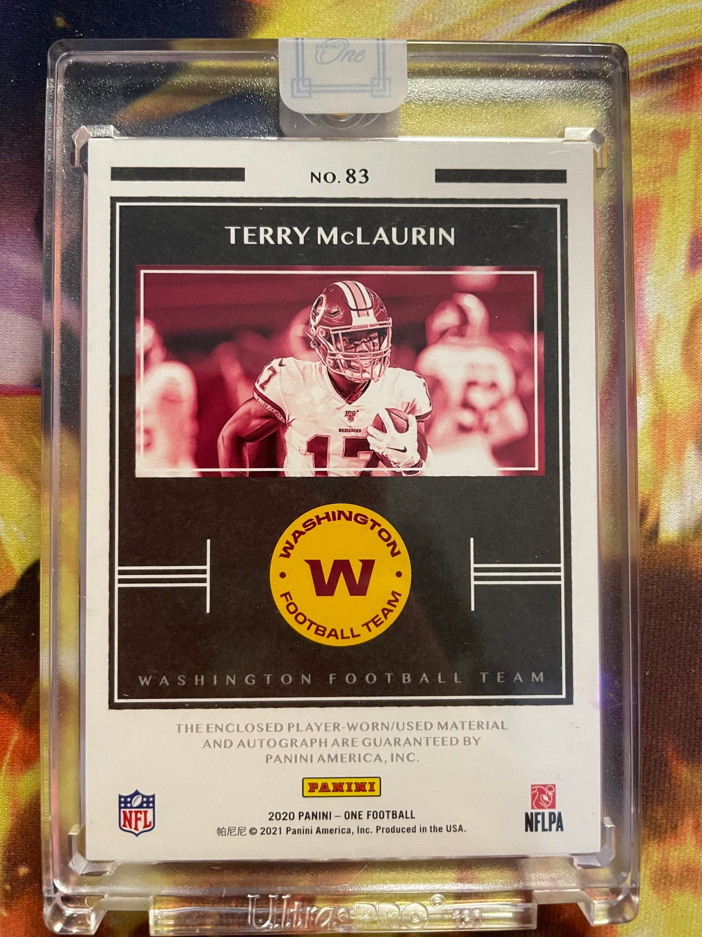 2020 Panini One Football Terry McLaurin RPA /35 (GAME WORN + ON CARD AUTO)