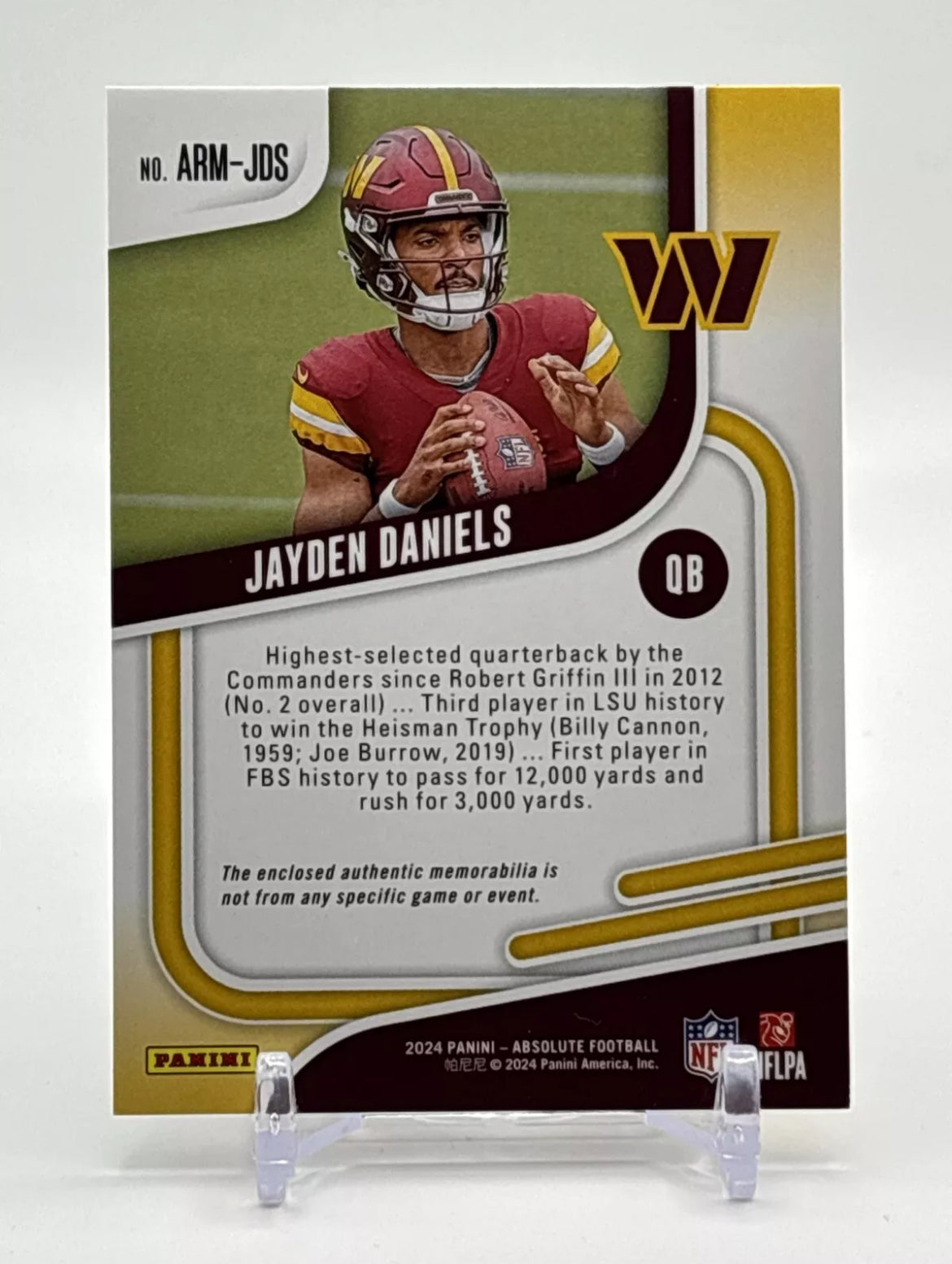 2024 Absolute Jayden Daniels Rookie Materials Patch Card