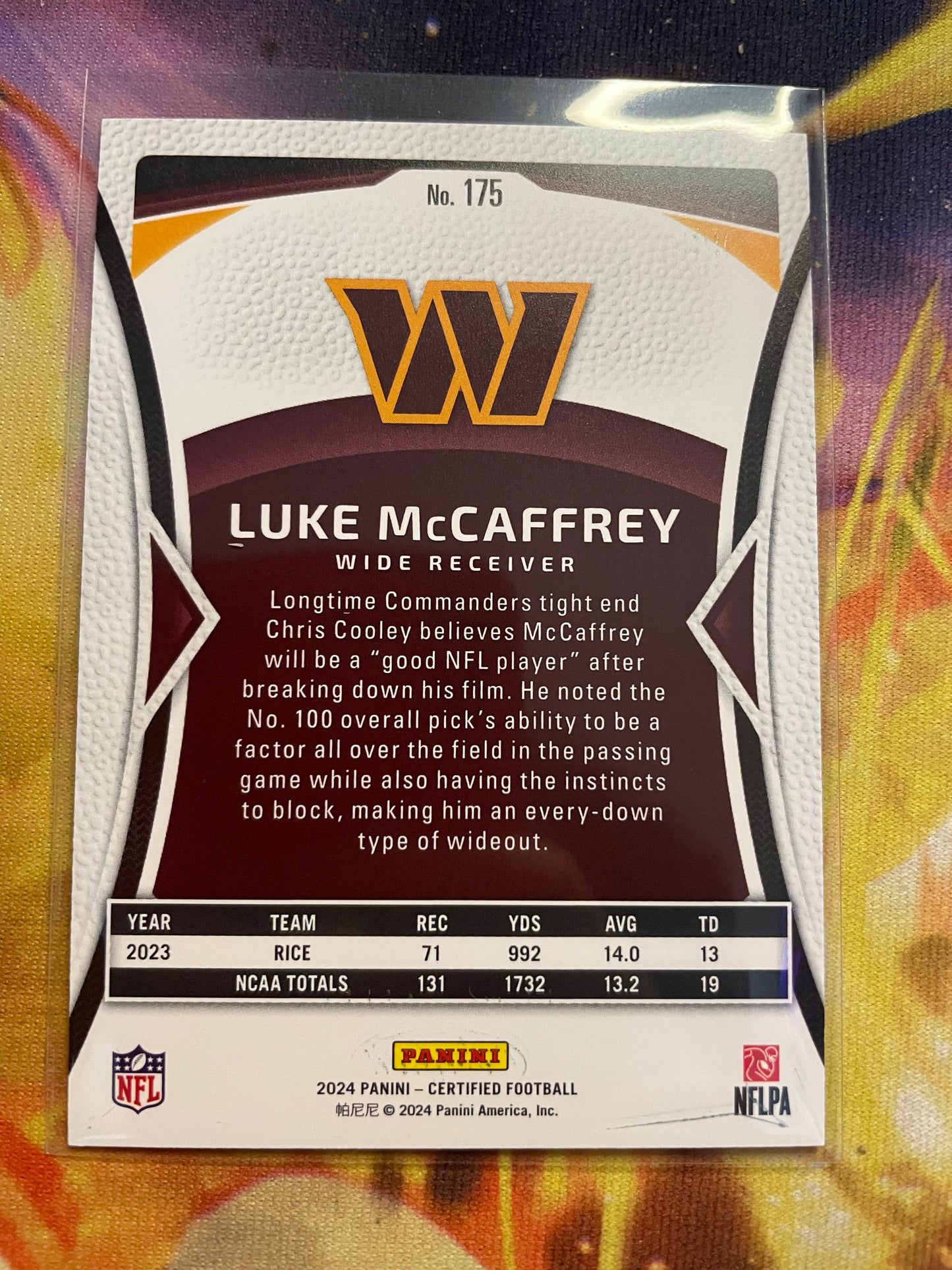 2024 Certified Luke McCaffrey Blue /50