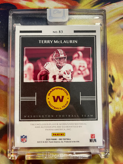 2020 Panini One Football Terry McLaurin Patch Auto /10 (GAME WORN + ON CARD AUTO)