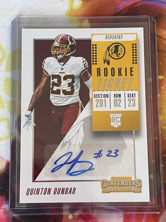 2018 Contenders Quinton Dunbar Rookie Auto